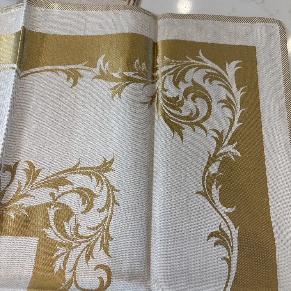 Vintage Jacquard Cloth Napkins Made‎ in Japan 19x19 Yellow Gold Fabric Gorgeous
